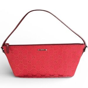 Gucci GG Canvas Boat Bag / Vintage / Pochette / Red